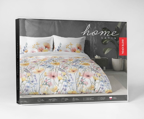 Komplet pościeli Home Satin z satyny bawełnianej 220x200 w kolorowe wiosenne kwiaty