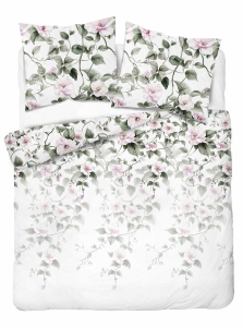Komplet pościeli Home Satin z satyny bawełnianej 160x200 w motyw różowego hibiskusa
