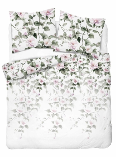 Komplet pościeli Home Satin z satyny bawełnianej 160x200 w motyw różowego hibiskusa