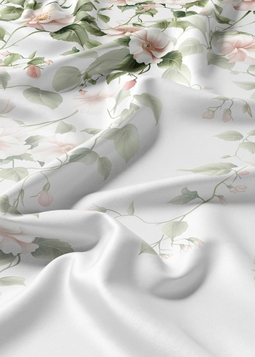 Komplet pościeli Home Satin z satyny bawełnianej 160x200 w motyw pudrowo różowego hibiskusa