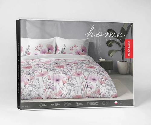 Komplet pościeli Home Satin z satyny bawełnianej 160x200 w różowe i fioletowe kwiaty