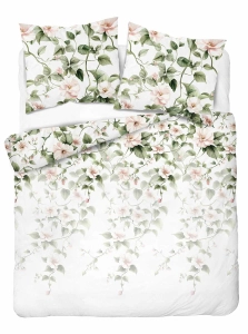 Komplet pościeli Home Satin z satyny bawełnianej 180x200 w motyw pudrowo różowego hibiskusa