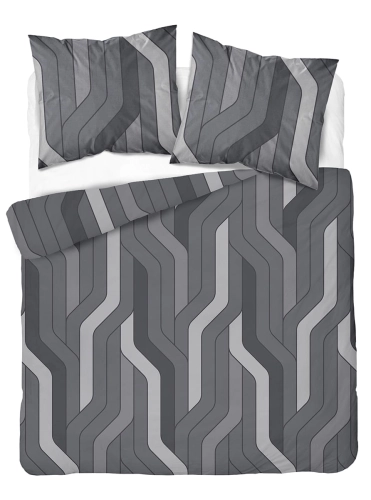 Pościel bawełniana 100% w odcieniach szarości 220x200 w figury geometryczne