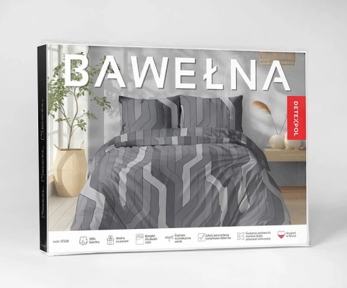 Pościel bawełniana 100% w odcieniach szarości 220x200 w figury geometryczne