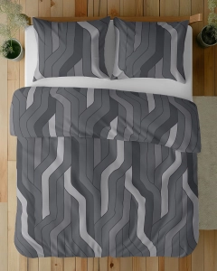 Pościel bawełniana 100% w odcieniach szarości 180x200 w figury geometryczne