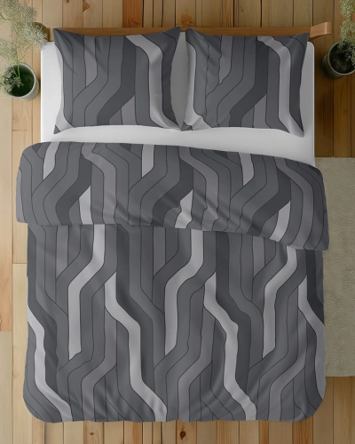 Pościel bawełniana 100% w odcieniach szarości 180x200 w figury geometryczne