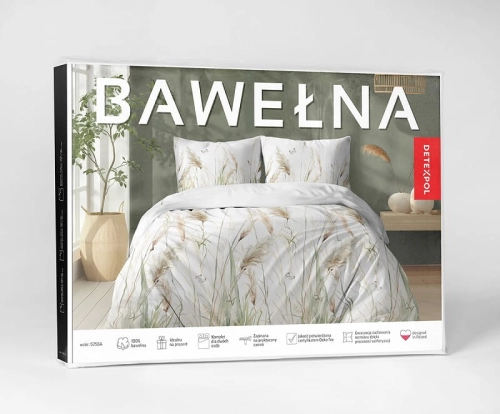 Pościel bawełniana 100% 220x200 motyw traw i kłosów