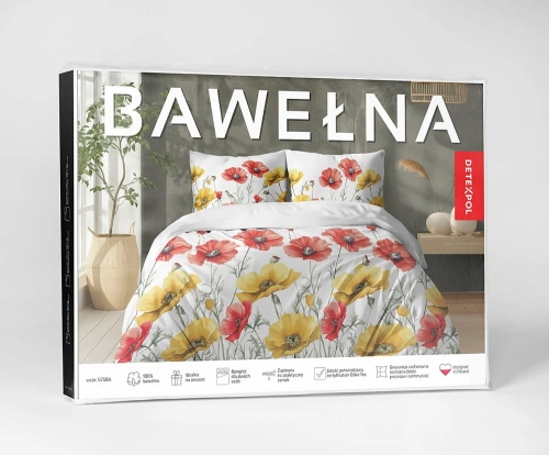Pościel bawełniana 100% 160x200 z motywem maków