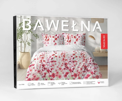 Pościel bawełniana 100% 180x200 w czerwone i różowe kwiaty
