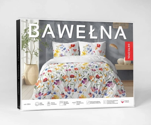 Pościel bawełniana 100% 220x200 w kolorowe kwiaty