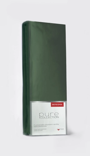 Prześcieradło Pure 160x200 satynowe z gumką w kolorze zielonym