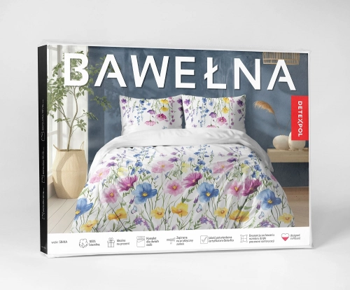 Pościel bawełniana 100% 160x200 w kwiatową łąkę 
