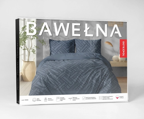 Pościel bawełniana 100% 160x200 granatowa geometryczna