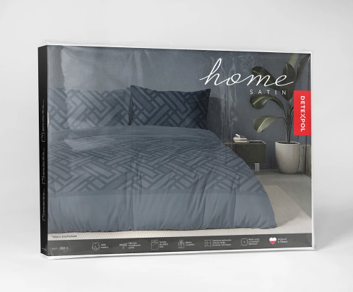 Komplet pościeli Home Satin z satyny bawełnianej granatowej 220x200 geometryczny wzór