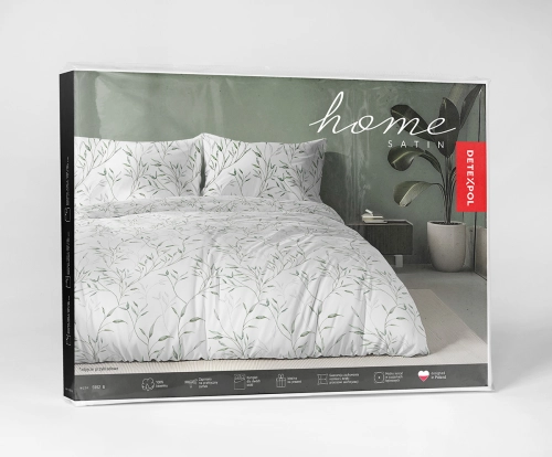 Komplet pościeli Home Satin z satyny bawełnianej 160x200 w zielone gałązki