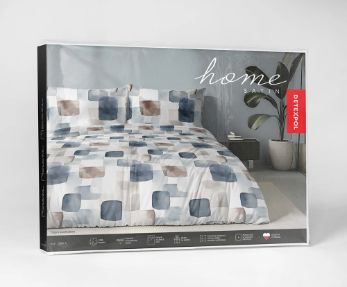 Komplet pościeli Home Satin z satyny bawełnianej 160x200 w geometryczną granatową mozaikę