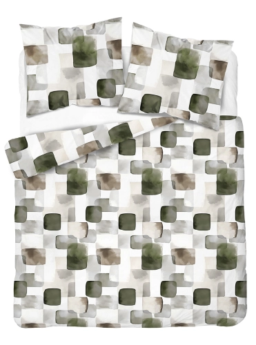 Komplet pościeli Home Satin z satyny bawełnianej 220x200 w geometryczną zieloną mozaikę