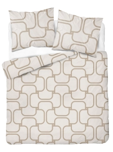 Komplet pościeli Home Satin z satyny bawełnianej beżowej 220x200 geometryczny wzór