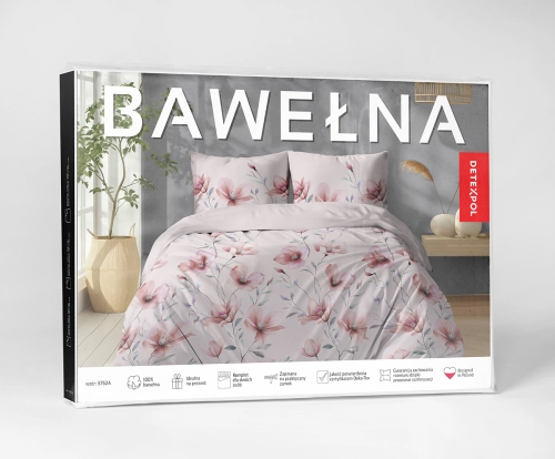 Pościel bawełniana 100% 160x200 pudrowe kwiaty