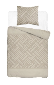 Komplet pościeli Home Satin z satyny bawełnianej beżowej 140x200 geometryczny wzór