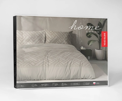 Komplet pościeli Home Satin z satyny bawełnianej beżowej 140x200 geometryczny wzór