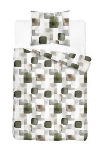 Komplet pościeli Home Satin z satyny bawełnianej 140x200 w geometryczną zieloną mozaikę