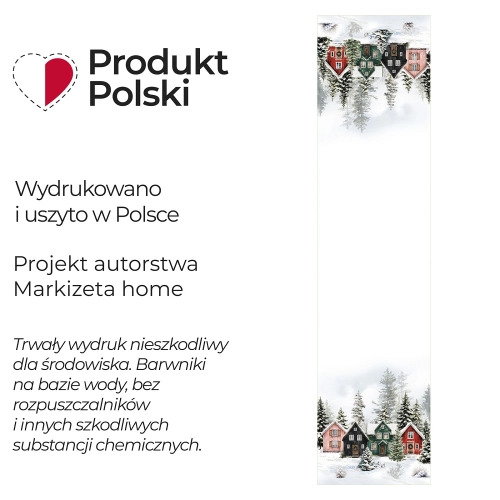 Bieżnik wodoodporny świąteczny 38x160 Śnieżna Dolina