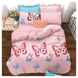 Komplet pościeli dwustronnej różowej 200x220 w motyle