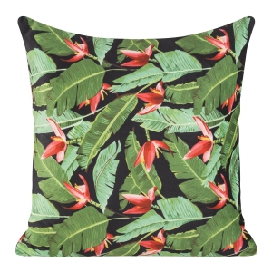 Poszewka dekoracyjna velvet 45x45 tropikalna czarno zielono czerwona