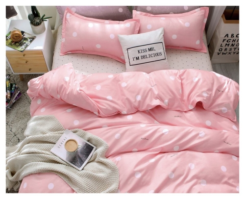 Komplet pościeli dwustronnej różowej 140x200 w grochy