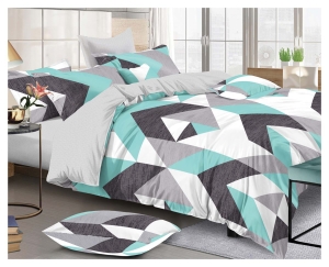 Komplet pościeli dwustronnej 200x220 biało morsko grafitowa