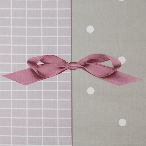 Komplet pościeli 200x220 beżowo fioletowa w kokardki